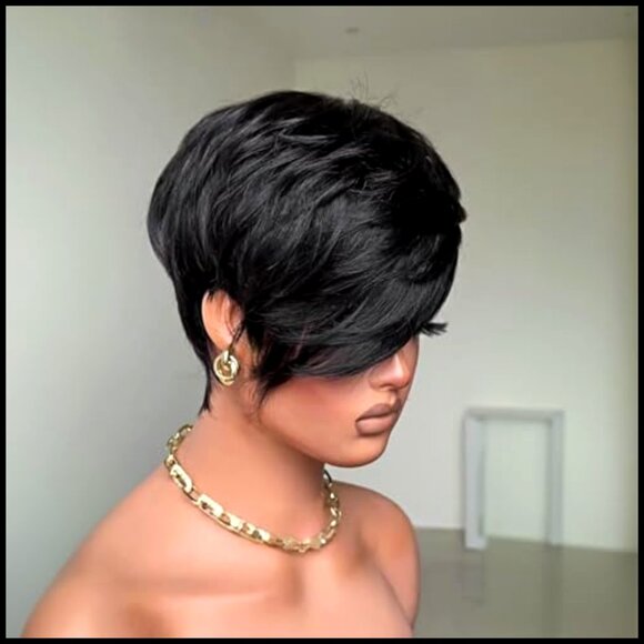 Short Pixie Cut Wig Brazilian Virgin Human Hair Glueless Daily Wear